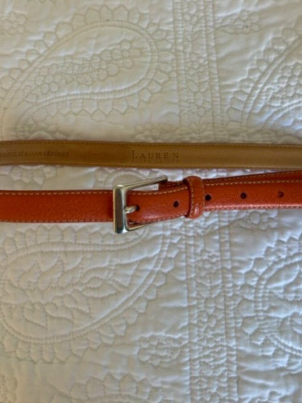 ralph lauren orange leather belt M